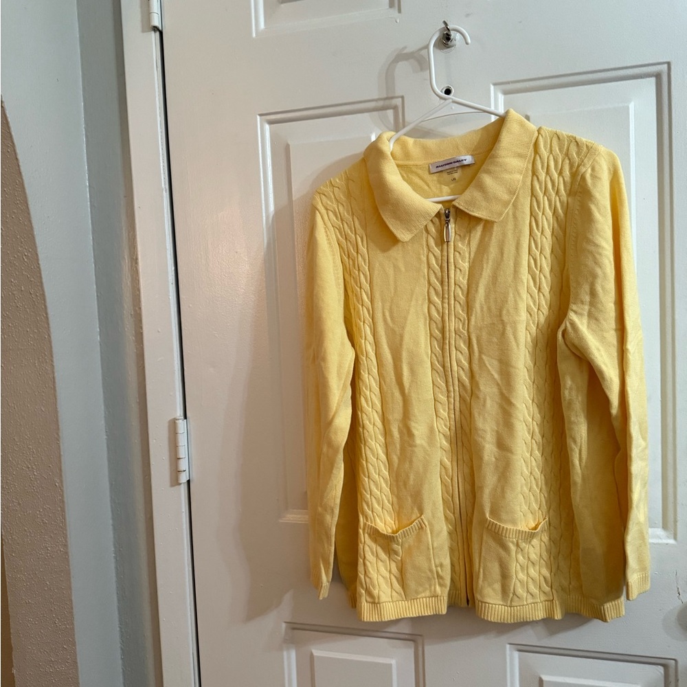 Allison Daley Yellow Cable Knit Women's Jacket